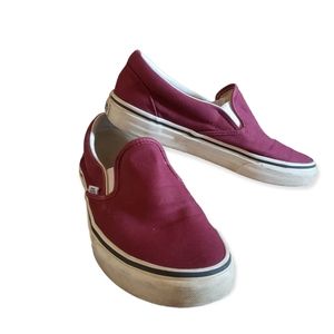 Vans Burgundy Canvas Slip On Shoes size 9 Low Top